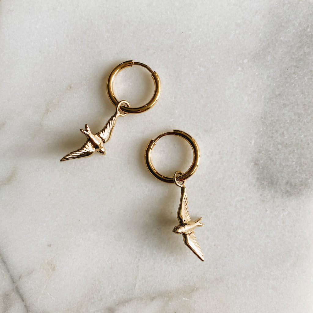 Earrings - Bird Hoops - Sweet Palms Jewelry