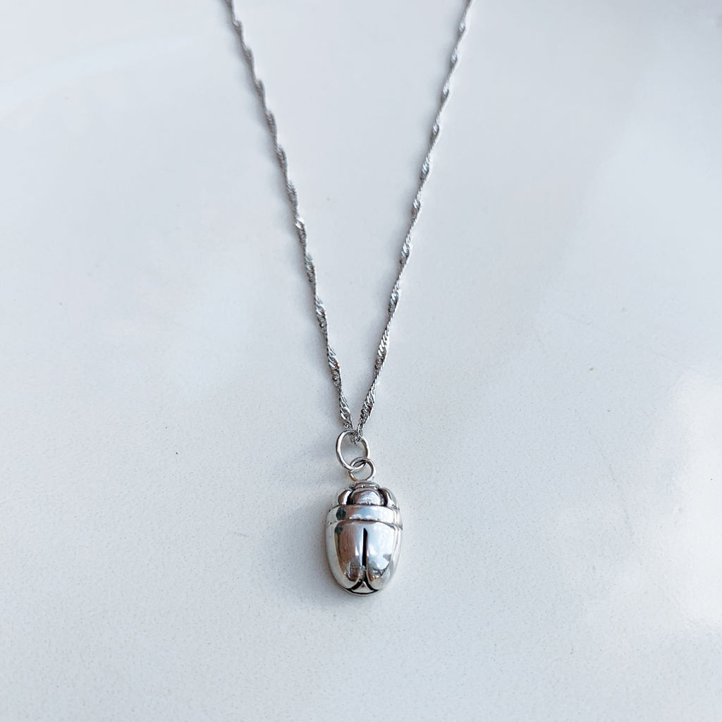 Necklaces - Beetle Necklace - Silver - Sweet Palms Jewelry