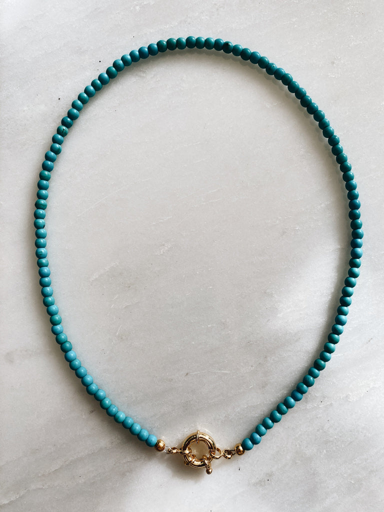 Turquoise Stone Necklace & Gold Clasp