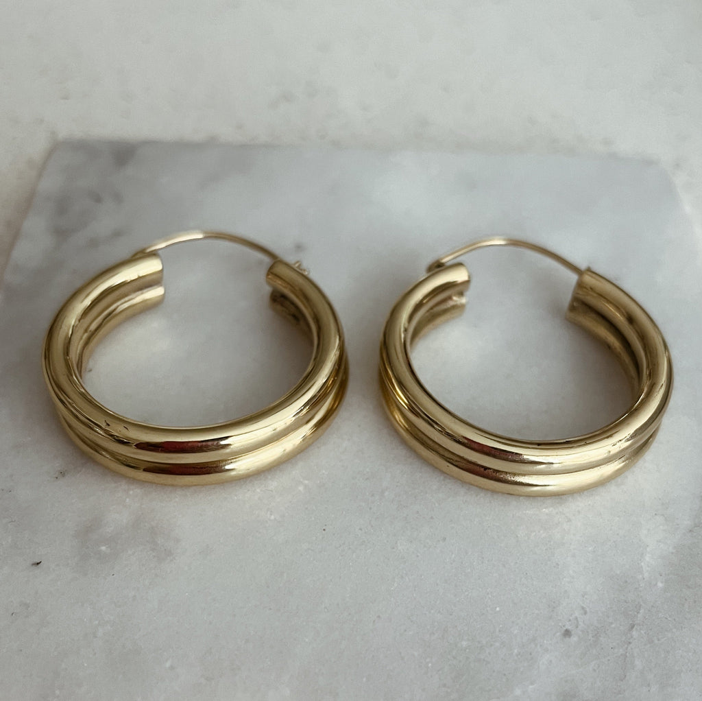 Earrings - Double Gold Hoops - Sweet Palms Jewelry