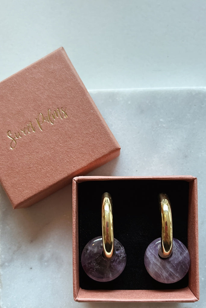 Earrings - Gemstone Donut Hoops - Sweet Palms Jewelry