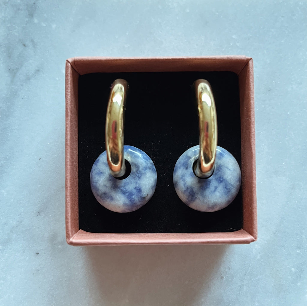 Earrings - Gemstone Donut Hoops - Sweet Palms Jewelry