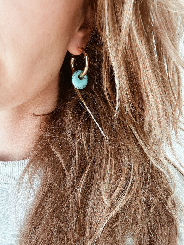 Earrings - Gemstone Donut Hoops - Sweet Palms Jewelry