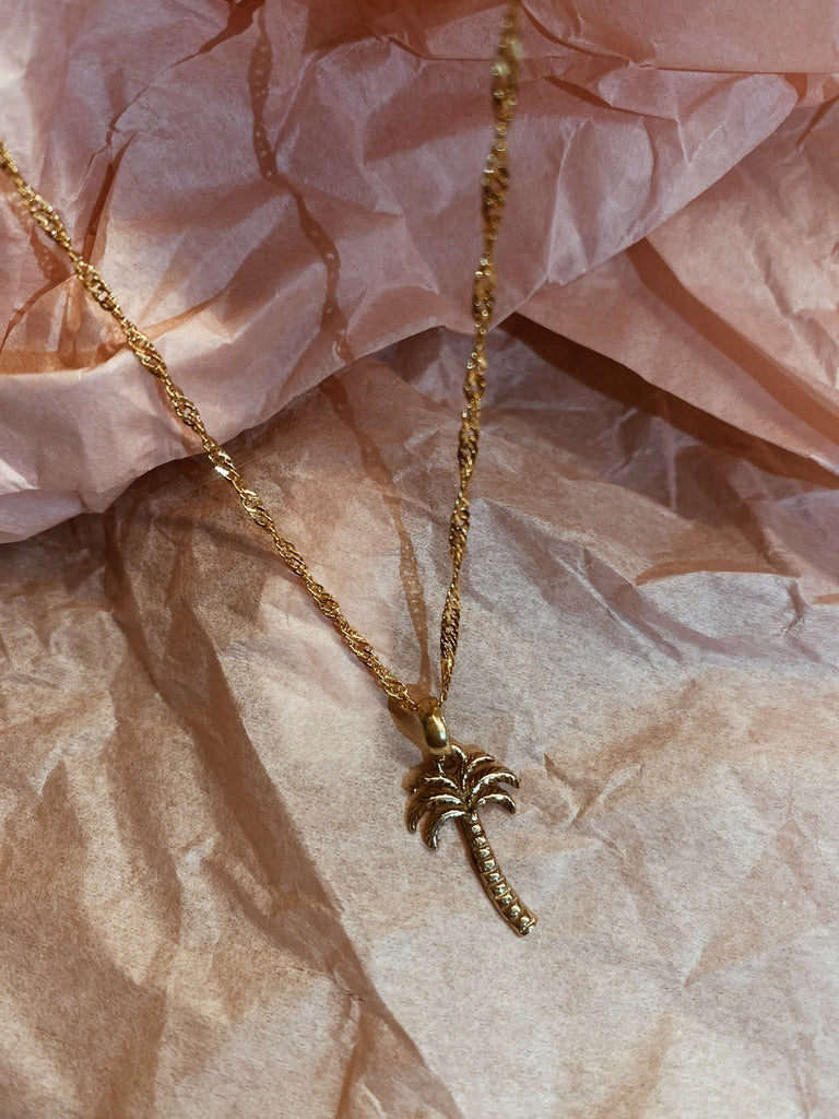 Necklaces - Palm Tree Necklace - Gold - Sweet Palms Jewelry