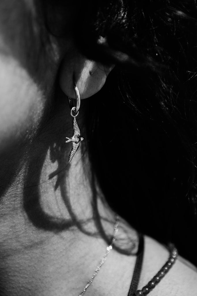 Earrings - Bird Hoops - Silver - Sweet Palms Jewelry