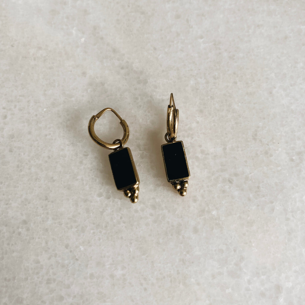 Earrings - Black Bar Hoops - Sweet Palms Jewelry