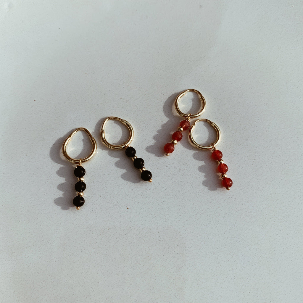Earrings - Black Bead Hoops - Sweet Palms Jewelry