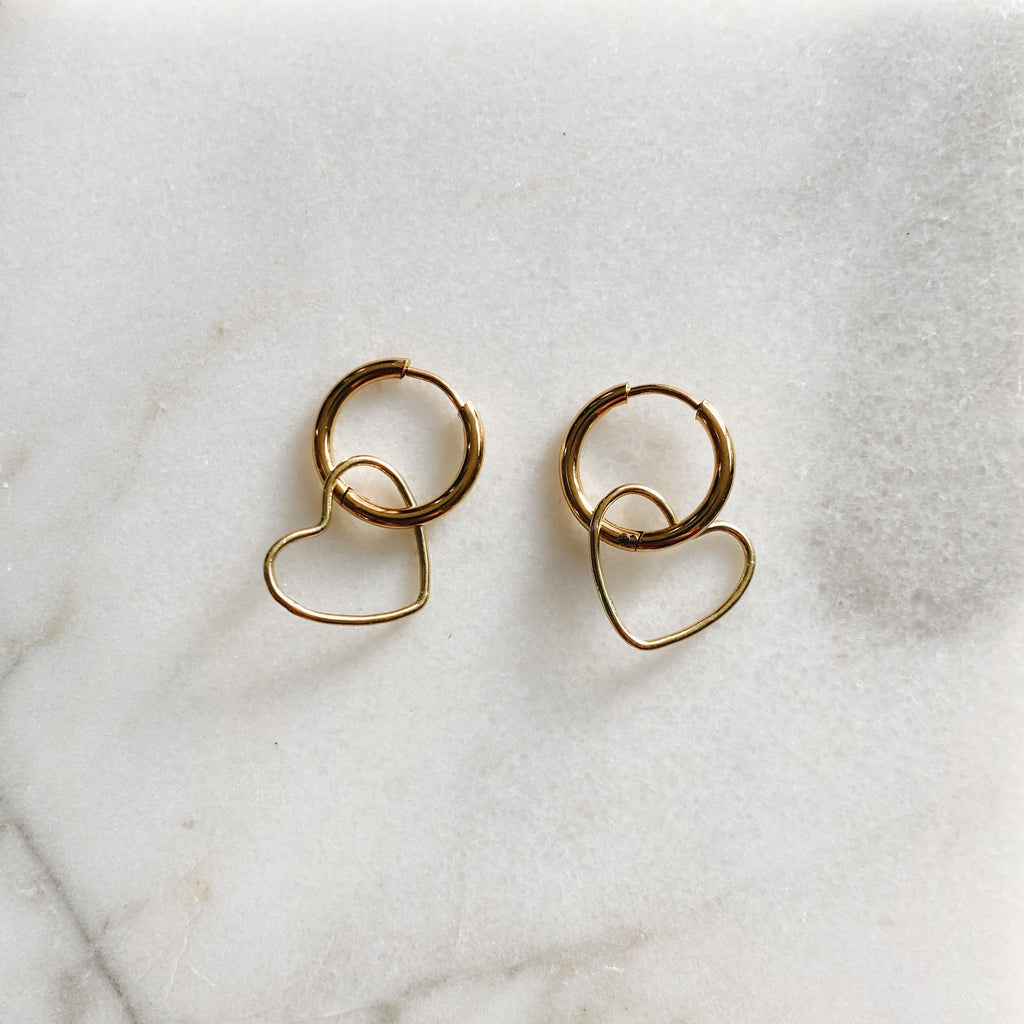 Earrings - Gold Heart Hoops - Sweet Palms Jewelry