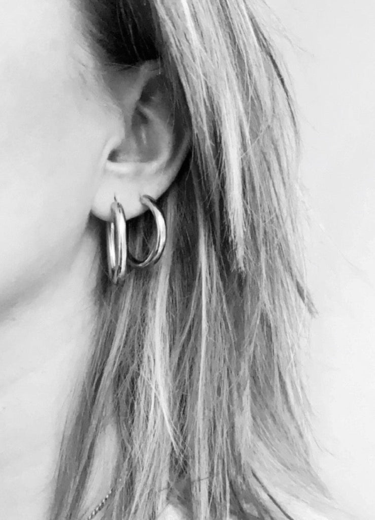 Earrings - Hoop Earrings Medium - Silver - Sweet Palms Jewelry