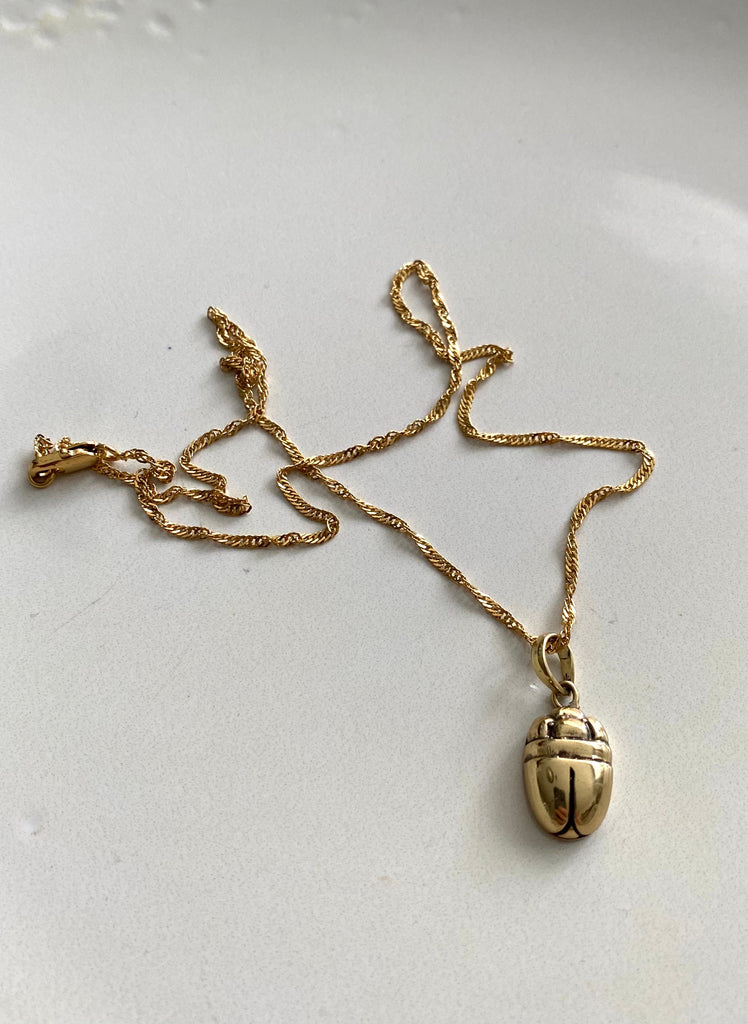 Necklaces - Beetle Necklace - Gold - Sweet Palms Jewelry
